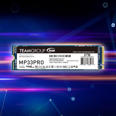 SSD TEAMGROUP MP33 PRO 1TB M.2 PCIe 2280 NVMe Gen3x4 - внутрішній SSD накопичувач