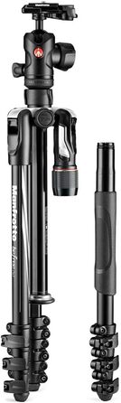 Компактний дорожній штатив Manfrotto Befree Advanced Aluminium з кулястою головкою та важелем блокування для DSLR та бездзеркальних камер, чорний (2-in-1 Twist)