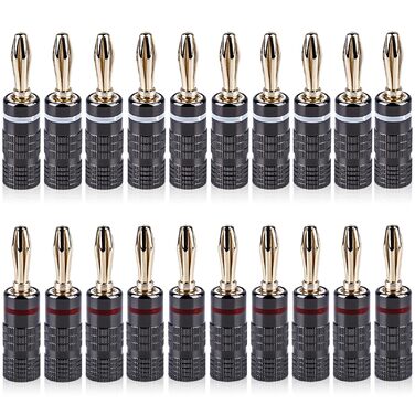 Бананові конектори Vegena 20 шт. для акустичних кабелів, 24K позолота, підійдуть для підключення до підсилювача, AV-ресивера