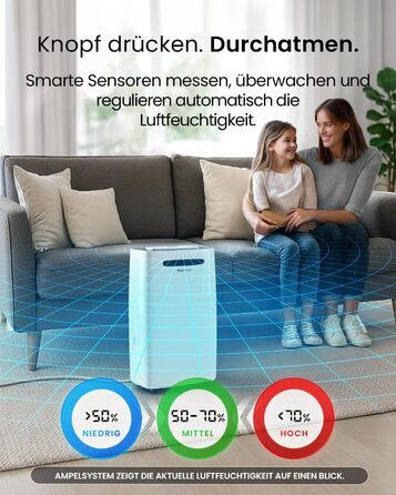 Про Бріз Зволожувач повітря 25л/добу - для приміщень до 30 м², 4 режими роботи, цифровий дисплей, шланг для зливу, функція сушіння білизни, таймер, проти вологи та плісняви.