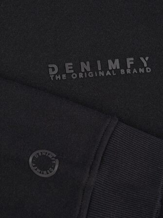 Чоловічий худі оверсайз DENIMFY DFMaxim з принтом, бавовняний світшот з каптуром, чорний, розмір L