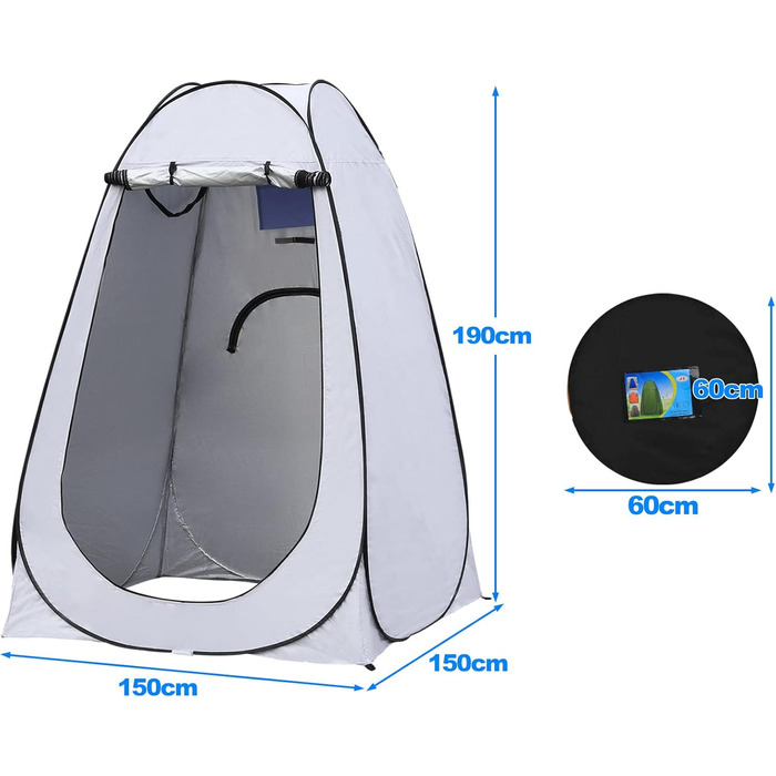 Намет для туалету CLIPOP Pop-Up, портативний, для відпочинку на природі, сірий (120x120x190 см)