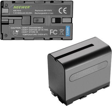 Акумулятор NEEWER NP-F750 2x 5600 mAh з USB-зарядним пристроєм, сумісний з Sony NP-F550/570/750/770/930/950/FM55H/FM500H/QM71/QM91/QM71D, NEEWER LED-ліхтарі, монітори, моторні слайдери