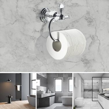 Crystal Toilet Paper Holder, Polished Chrome, Tissue Paper Holder, Silver-Colored, Bathroom, Toilet Paper Holder, Wall Mount, Brass