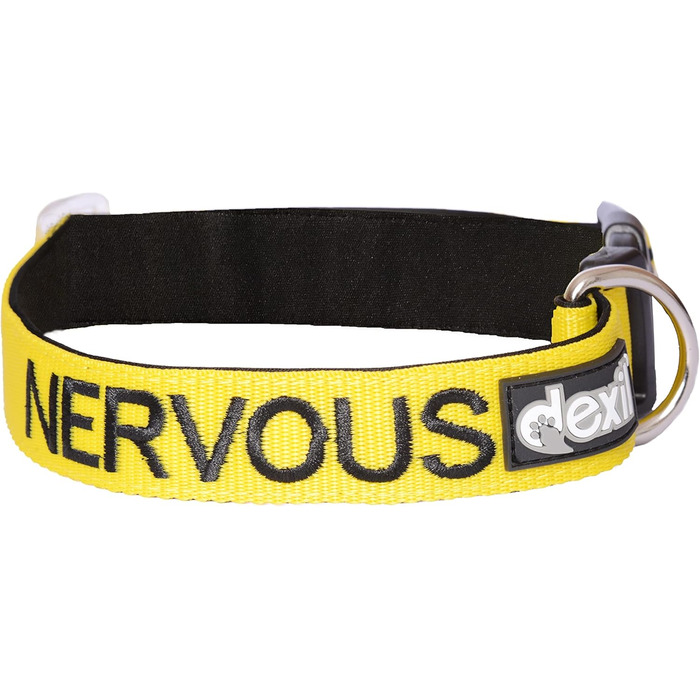 Нашийник для собак Nervous Give Me Space, жовтий, кодований кольором, S-M, L-XL, запобігає нещасним випадкам, попереджає інших, L-XL