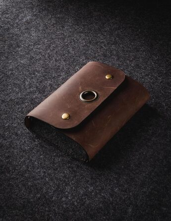 Crazy Horse Craft Leather Travel Bag, Cable Organizer, Wood Brown, Small Bag for Laptop Mouse, Cell Phone Charger, Electronics Accessories, Travel Essentials, Cord Case, Cosmetics, Makeup Holder