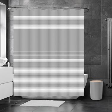 Набір аксесуарів для ванної кімнати Britimes, сірий: душова завіса, відро, дозатор мила, тримач для туалетного йоржика, тримач для зубних щіток та стаканчик для зубних щіток