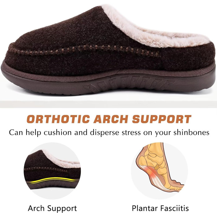 Чоловічі капці KuaiLu з піною з пам'яті, зручні, ручної роботи, з мікрозамшею, Slip-On, з підтримкою склепіння стопи, з теплим штучним хутром, гумова підошва, для дому та вулиці (41 EU, Колір: Коричневий)