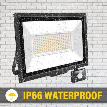 20000LM LED Floodlight Outdoor with Motion Sensor LED Spotlight 6000K Cold White IP66 Waterproof LED Outdoor Floodlight, Floodlight for Garage, Hallway, Garden, Courtyards, Hotel, Sports Field (3500k Warm White, 150W)