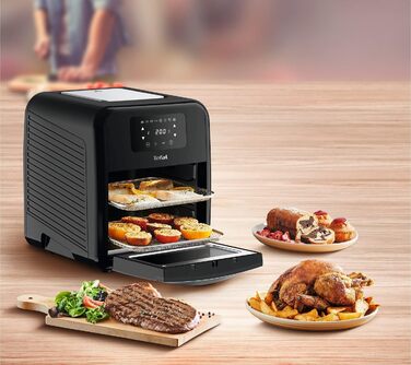 Аерофритюрниця Tefal Easy Fry Oven & Grill 9-в-1, 11 л, 6 порцій, 7 аксесуарів, 8 програм, онлайн-рецепти, без масла, швидка, енергоощадна, чорна