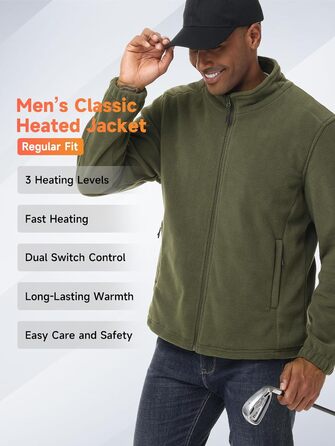 Обогрівальний жилет LABEWVI з акумулятором 10000mAh, чоловічий/жіночий, фліс Polar, USB, зелений