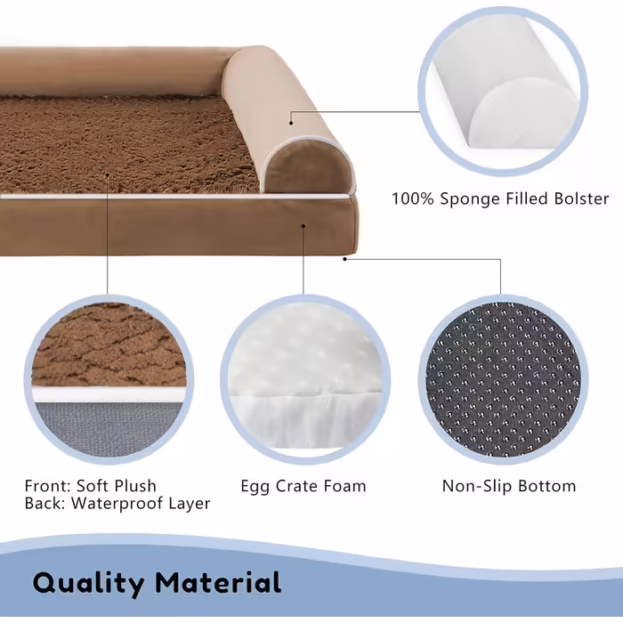 WESTERN HOME Dog Bed, Dog Basket, Large Dogs, Orthopedic Dog Bed, Dog Sofa, Waterproof, 106x76x10cm, Dog Beds with Washable Cover, Dog Basket for Large Dogs, (L 106 x W 76 x H 19 cm, Brown)