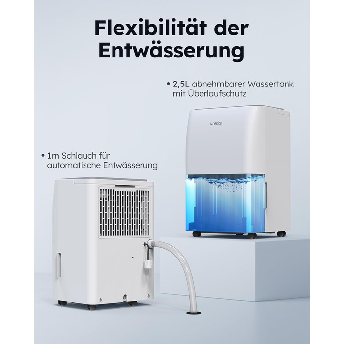 Електричний осушувач повітря 50 л/24 год, для підвалу та приміщень до 320 м³/125 м², таймер, шланг для відведення конденсату, фільтр, 10 років гарантії. Модель Gar (16 л/24 год.)