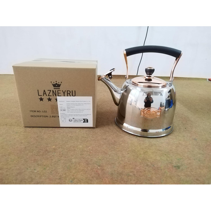 Нержавійна чавур для кемпінгу 3L з чайником, для плити та газової поверхні, зі свистком (Золотий)