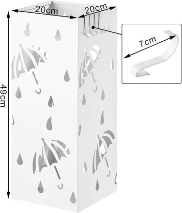 WOLTU Iron Umbrella Stand with Water Tray - 20x20x49cm - 4 Hook Design