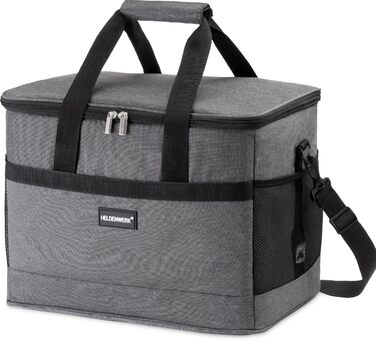 Термосумка HELDENWERK 33L з 7 відділеннями – велика, складна, витримує до 12 годин, виготовлена з темного сірого кольору, з посиленим дном, для пікніка, обіду, виготовлена з водонепроникного матеріалу