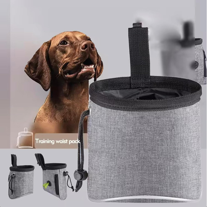 Сумка для тренувань з ласощами для собак, цуценят, сіра. Зручна для прогулянок та подорожей