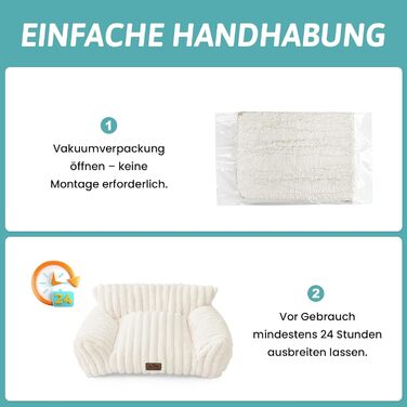 М'яке ліжко для котів XL, Cord-дизайн - зручне софа для кількох котів, м'яке та легке у догляді, софа для собак та лежанка для собак, (кремовий, 65x44x30 см)