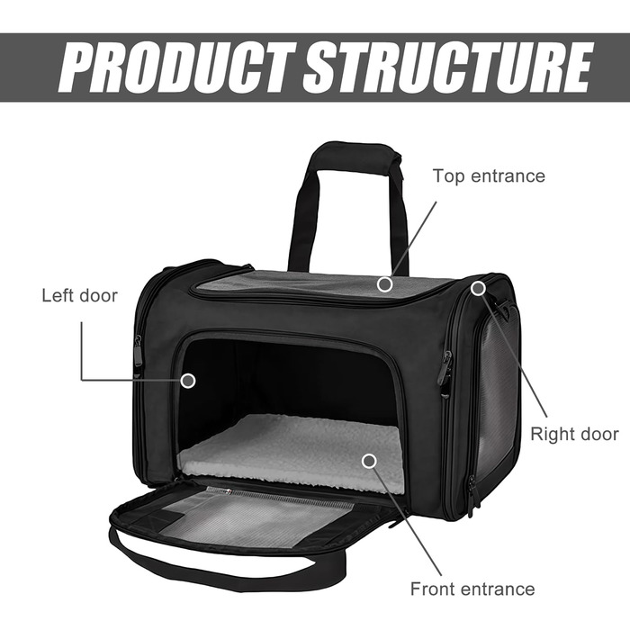 Транспортна переноска для котів Transportbox Katze, переноска для тварин, чорна, 3-6 кг, складана