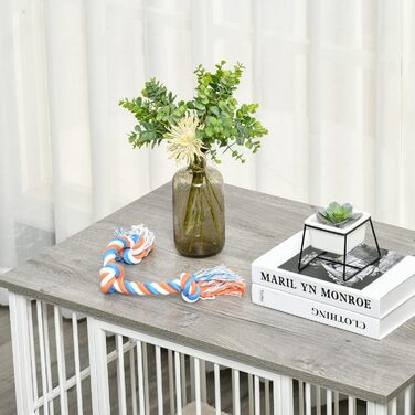 Клітка для собак PawHut, 86 x 60 x 70 см, з подушкою, білий+дуб, для собак до 15 кг