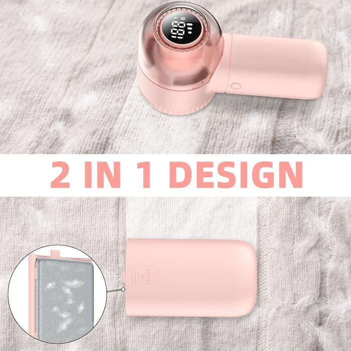 Електричний видалення пілінгу для одягу - портативний збриювач для одягу з 3 швидкостями, 6 лез, LED дисплеєм, рожевий