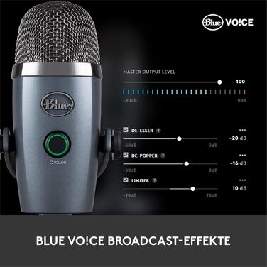 Blue Yeti Nano – Преміум USB-мікрофон для запису, стрімінгу, геймінгу та подкастів (PC/Mac). З Blue VO!CE, кардіоїдна та всеспрямована характеристика, чорний