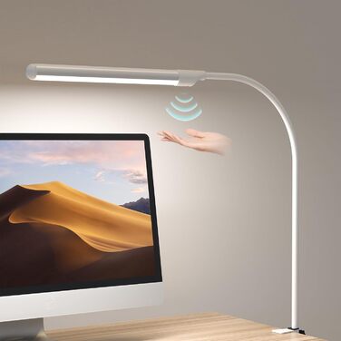 LED настільна лампа SIBI LIGHTING з жестами, 7W, 38 см, регульована яскравість, для роботи, навчання, ігор, білий