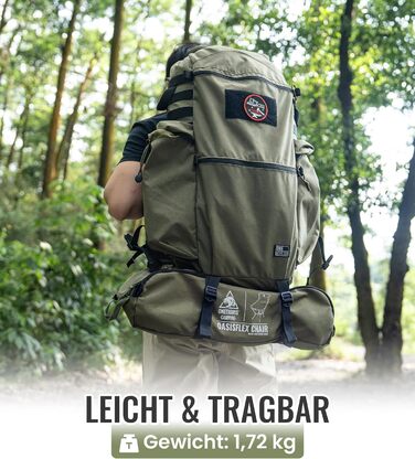 Кемпінговий стілець OneTigris OASISFLEX складний, високий, до 150 кг, зелений Ranger. Стілець для риболовлі, туризму з бічними кишенями