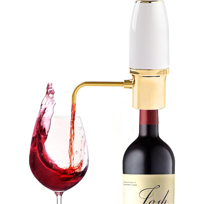 Electric Wine Aerator Pourer, Portable One-Touch Wine Decanter and Wine Dispenser Pump for Red and White Wine Multi-Smart Automatic Wine Oxidation Dispenser, USB Rechargeable (White)