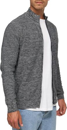 Чоловічий кардиган Indicode INWestmoon з коміром-стійкою | В'язаний кардиган з бавовняної суміші (L, Charcoal Mix)