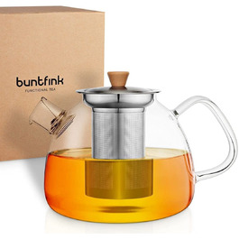Скляний чайник Buntfink 'TeaPot' з ситечком із нержавіючої сталі, боросиликатне скло, 1.5 л
