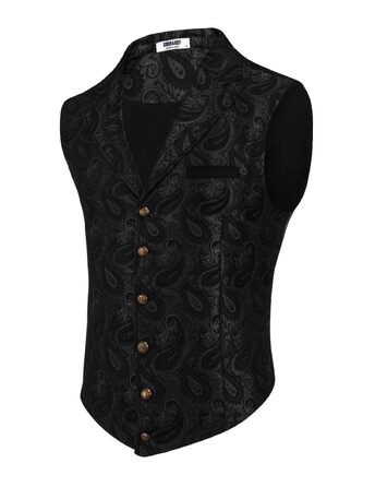 Чоловічий жилет Coofandy Paisley вікторіанський готичний Steampunk для смокінга з лацканами фіолетовий