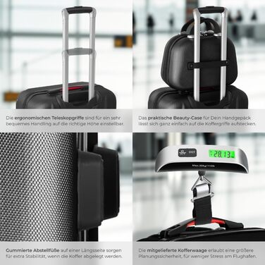 Набір валіз Tectake® 4 шт. з ваговою та ідентифікатором, 360° колеса, жорсткий корпус з кодовим замком, велика валіза, вкладна, ручний багаж (Чорний)