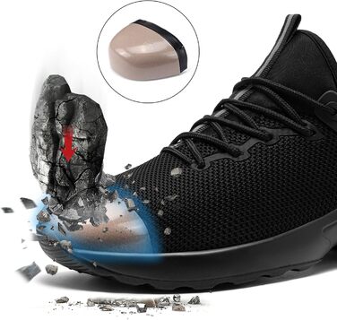 Чоловічі робочі черевики LARNMERN: водонепроникні, зручні, з металевим підноском, slip-on, чорні, 44 EU