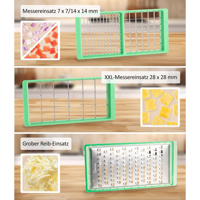 Набір для нарізання Genius Nicer Dicer Fusion Julietti 16 частин | Овочерізка, слайсер, м'ятно-зелений | Fusion V2