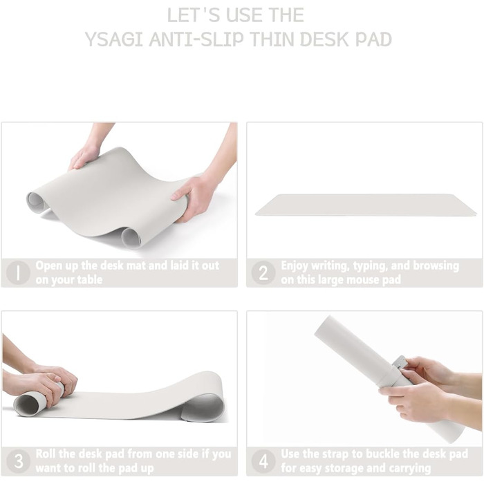 Підкладка під мишу YSAGi з шкіри, 80x40 см - захист столу для офісу та дому (сірий)