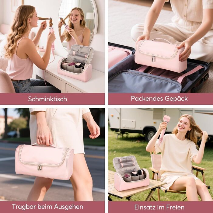 Airstyler 5-в-1: Фен-щітка, стайлер для локонів, випрямляч, сушарка, з чохлом, рожевий