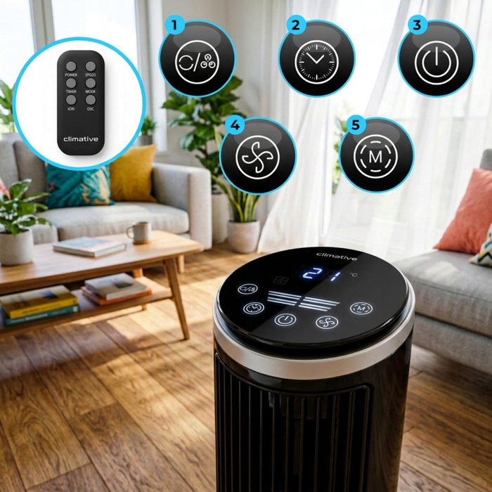 Колонний вентилятор Climative IONIC, чорний