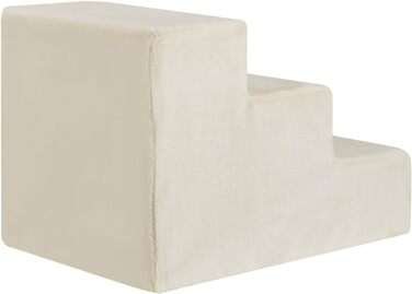 Juskys Pet Staircase Dog Staircase 36 cm - 3-Step Staircase with Washable Plush Cover - Cat Staircase Dog Ramp for Bed, Sofa, Couch, and Car - Cover (Beige)