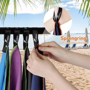 Набір з 2 рушників з мікрофібри (180x90см + 100x50см), швидковисихаючі, без піску, для пляжу, спорту, фітнесу, кемпінгу, темно-сірий - зелений (королівський синій - червоний)