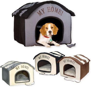 Indoor Dog House - Plush Fabric Retreat 60x60x50cm - Grey Beige