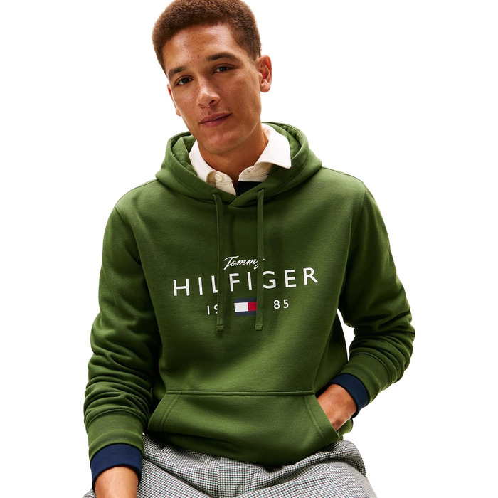 Чоловічий худі Tommy Hilfiger Brand Love Big Hilfiger з капюшоном, колір Green Mountain Pine, розмір XS