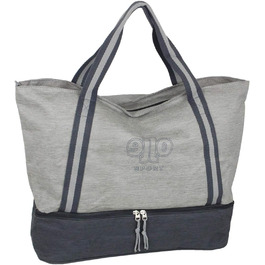 J.JONES - XXL Leisure Bag - Sports Bag - Beach Bag - Women's Shopper Bag with Zipper (Gray with Shoe Compartment)
