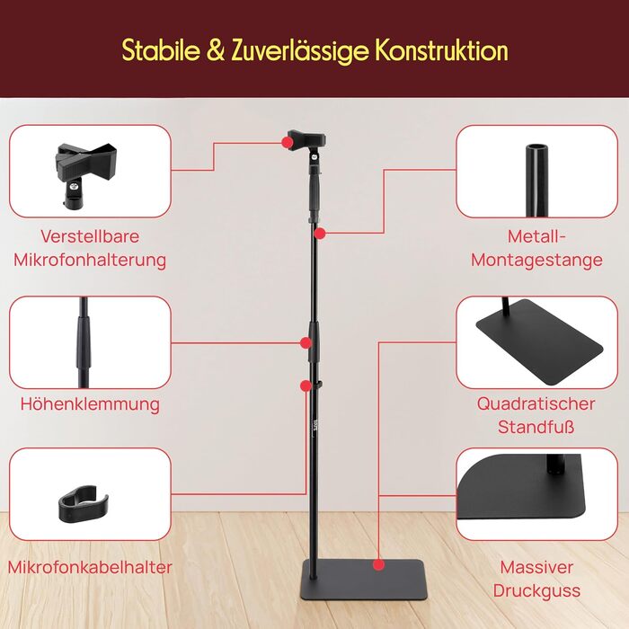 Підставка для мікрофона Pyle – універсальна, регульована (85-153 см)