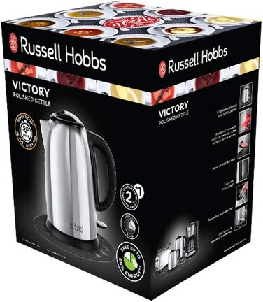 Електричний чайник Russell Hobbs Colours Plus Mocha з нержавіючої сталі (1,7 л, 2400 Вт) з функцією швидкого кип'ятіння, індикатором рівня води та фільтром від накипу