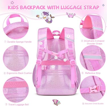 Рюкзак для дівчинки Schulrucksack Mermaid, рожевий - шкільний, 43x35x17 см, для дітей 5-10 років