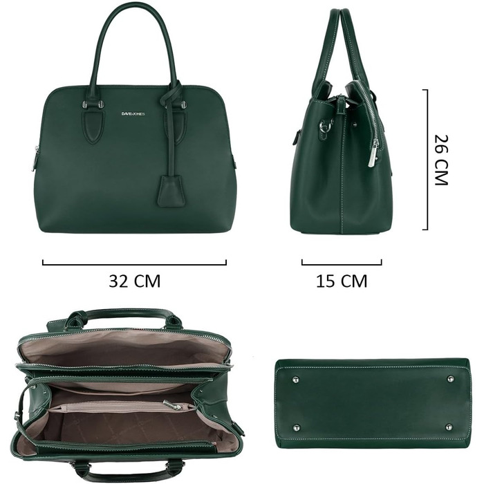 Стильна жіноча сумка-шопер David Jones з PU шкіри - елегантна сумка через плече, зручна для роботи та повсякдення (Зелена)