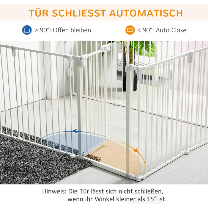 PawHut вольєр для цуценят/маленьких собак, захисний бар'єр з дверцятами, гнучкий, 8 панелей (60 x 76 см), білий