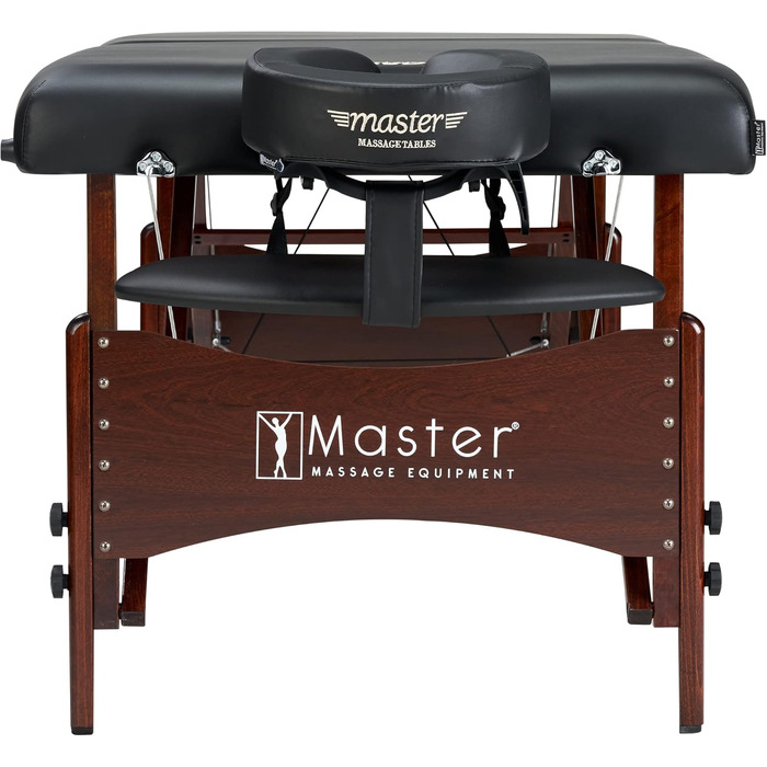 Масажний стіл Master Massage 71см Newport - складаний, портативний, чорний, з дерев'яними ніжками та сумкою