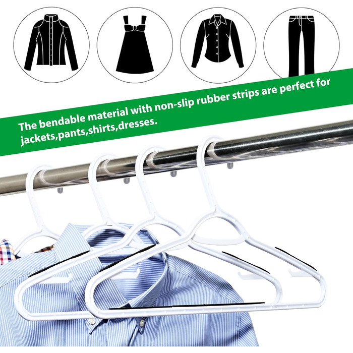 Плечики для одягу з пластику, гнучкі, неслизькі, 30 шт. (чорні)